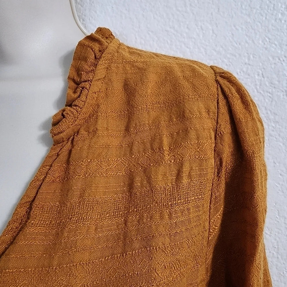 ANTHROPOLOGIE DOLAN Tandy Ruffle Blouse Marigold Yellow Size XS - Picture 5 of 9